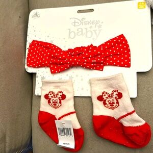 Disney Parks Disney Baby Minnie Socks and Matching Headband BNWT